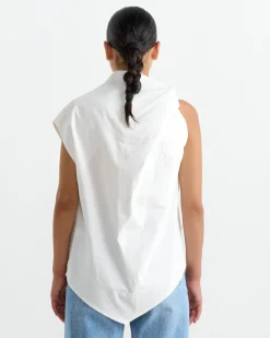 Twist Shoulder Top in Chalk