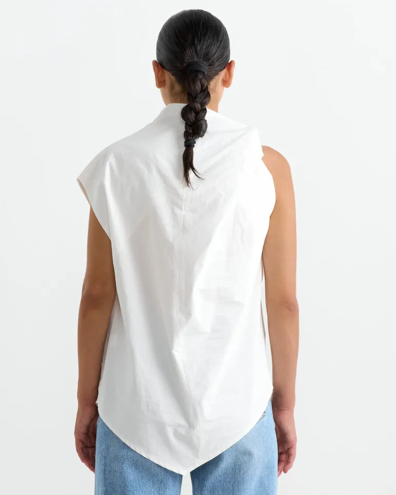 Twist Shoulder Top in Chalk