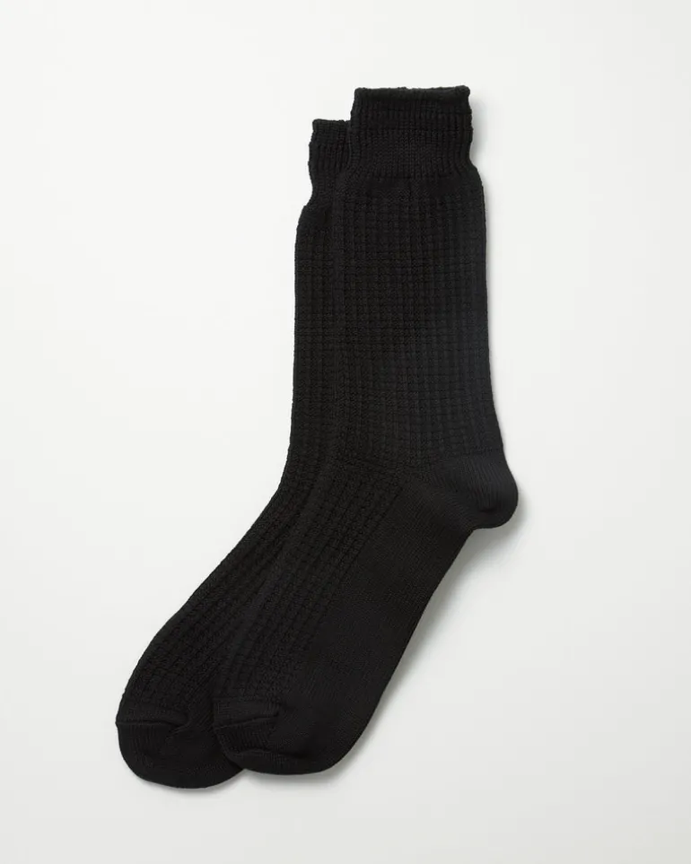 1110 Waffle Crew Socks in Black