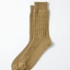 1110 Waffle Crew Socks in Light Olive