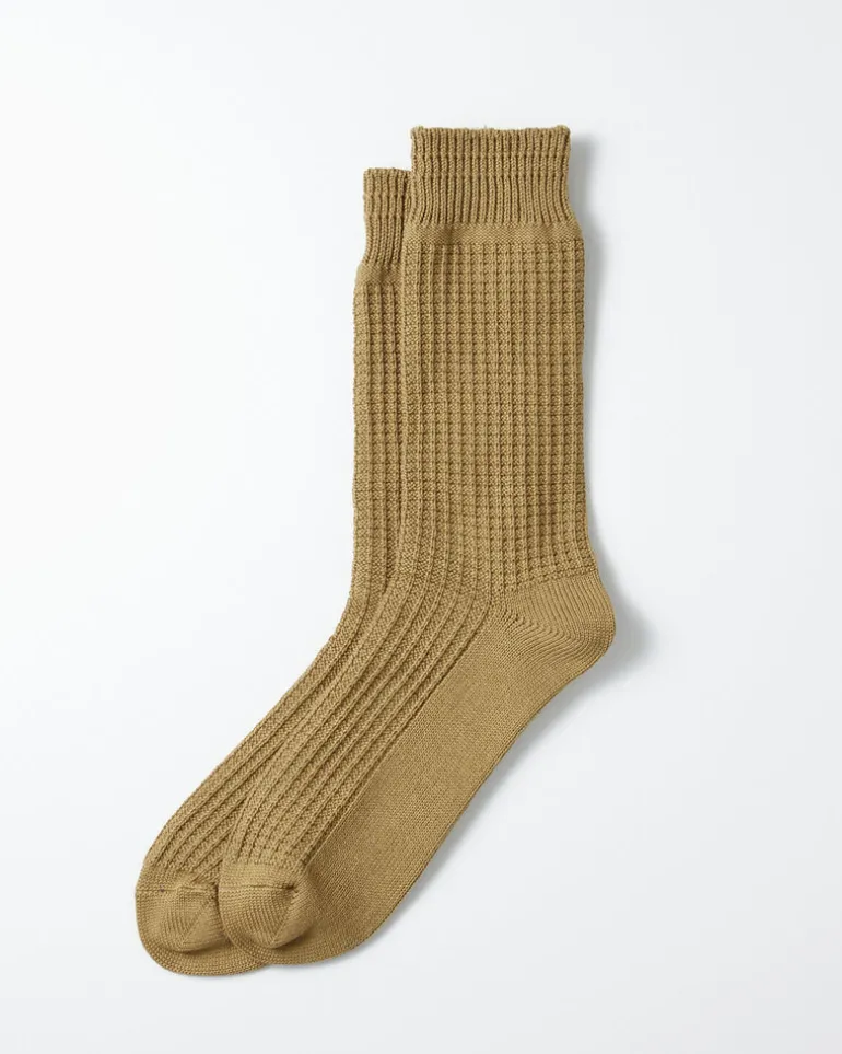 1110 Waffle Crew Socks in Light Olive