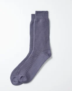1110 Waffle Crew Socks in Steel Blue