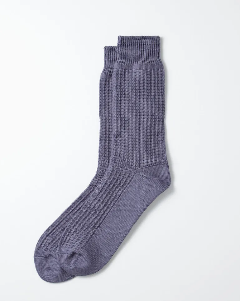 1110 Waffle Crew Socks in Steel Blue