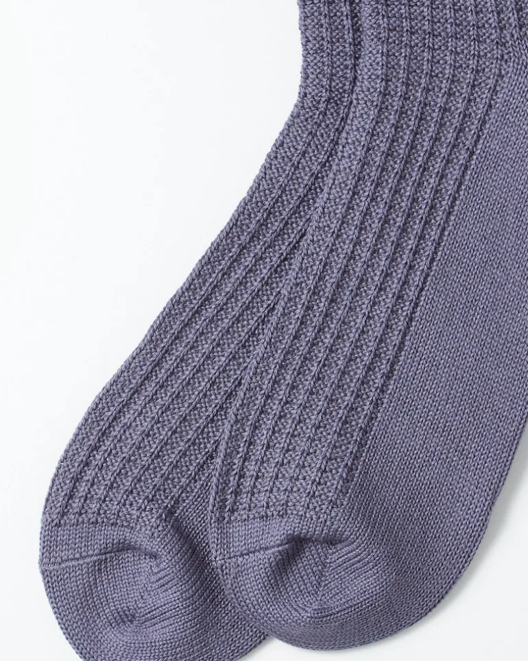 1110 Waffle Crew Socks in Steel Blue