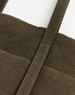 Washed Canvas 6 Pockets Tote in Olive