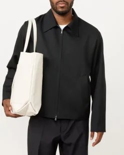 Washed Canvas 6 Pockets Tote in White Medium
