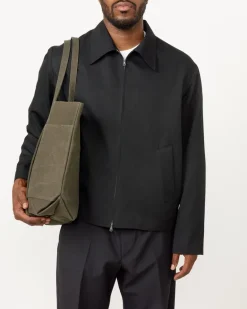 Washed Canvas 6 Pockets Tote in Olive