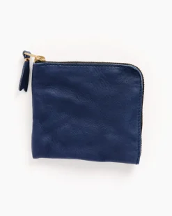 Washed Half Zip Wallet in Navy