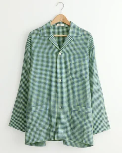 Water Twist Linen Shirt in Blue/Yellow