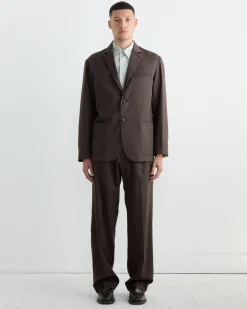 West Coast Pant in Wool Gabardine Brown Mélange