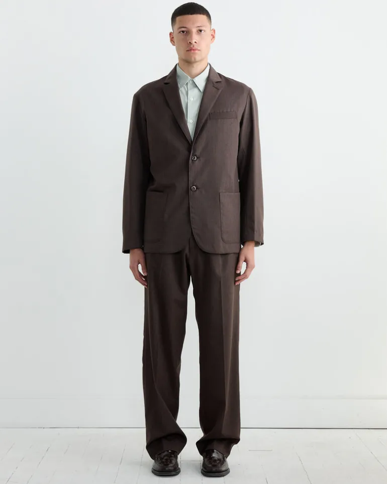 West Coast Pant in Wool Gabardine Brown Mélange