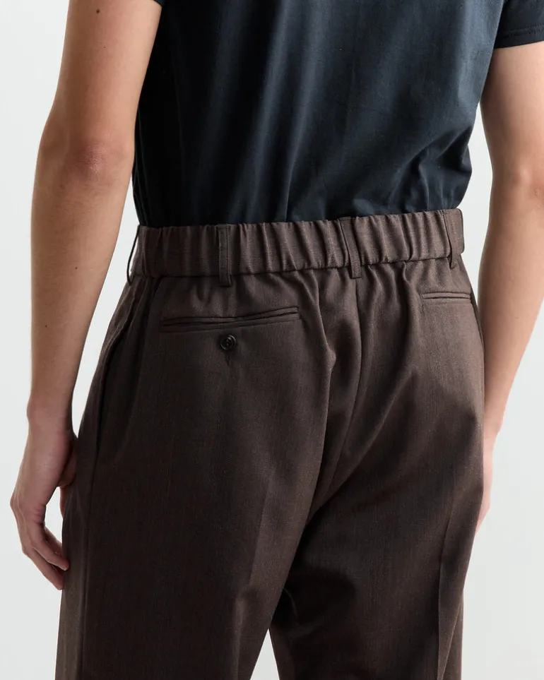 West Coast Pant in Wool Gabardine Brown Mélange