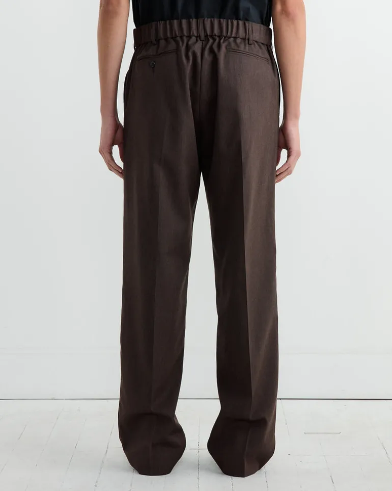 West Coast Pant in Wool Gabardine Brown Mélange