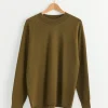 Wide Neck Sweatshirt in Khaki
