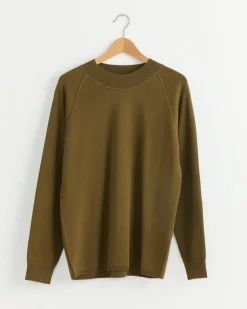 Wide Neck Sweatshirt in Khaki