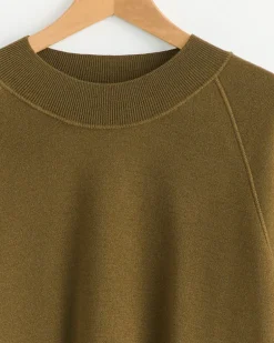 Wide Neck Sweatshirt in Khaki
