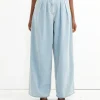 Wide Pleated Jeans in Ice Blue