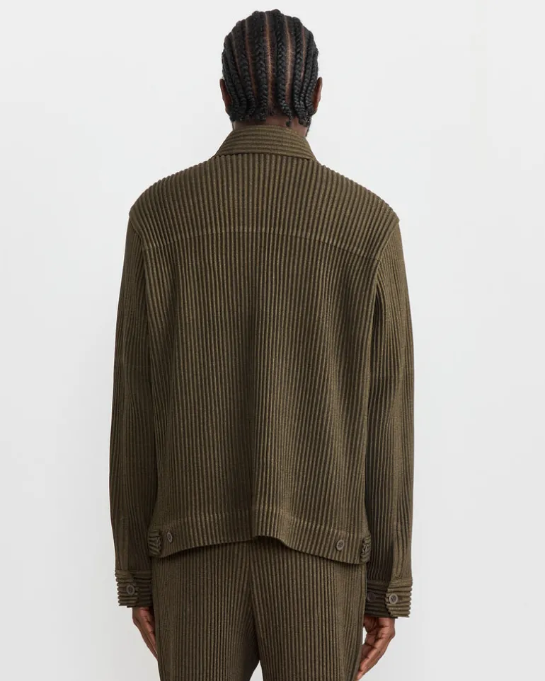 Wool Like Light Jacket in Khaki