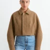 Wool Melton Short Blouson in Top Brown