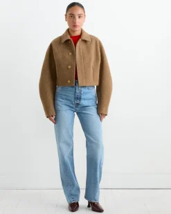 Wool Melton Short Blouson in Top Brown