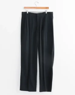 Wool Rayon Wide Trouser in Black