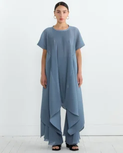 Wrist Plisse Pant in Stone Blue