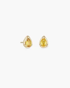 Yellow Sapphire Teardrop Studs