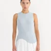 Ying-Yang Ribbed Tank Top in Blue