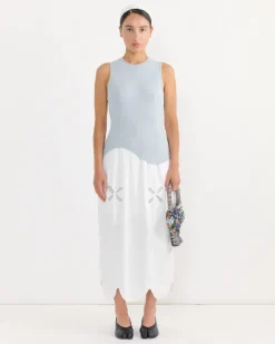 Ying-Yang Ribbed Tank Top in Blue