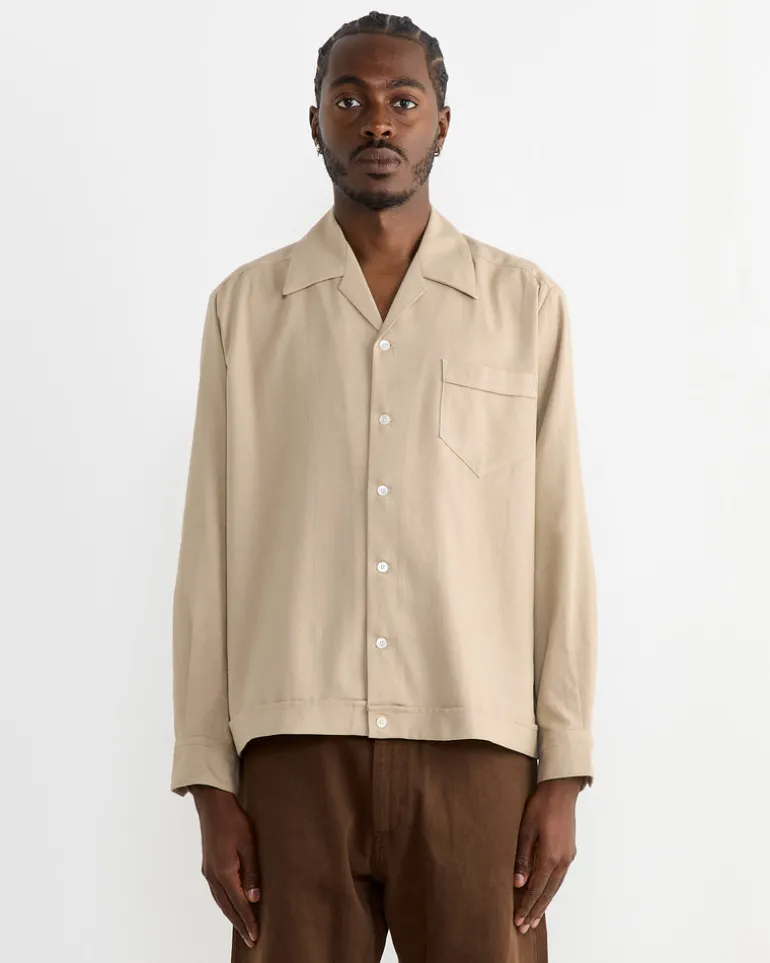 Zach Shirt in Cotton Silk Nep Sand