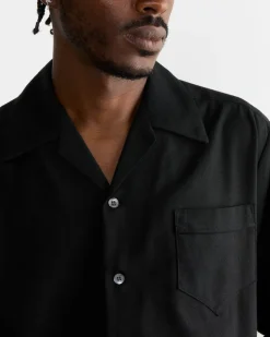 Zach Shirt in Cotton Silk Nep Black