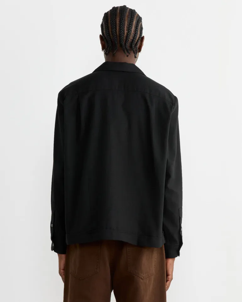 Zach Shirt in Cotton Silk Nep Black