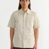 Zip Front Shirt in Beige