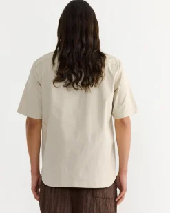 Zip Front Shirt in Beige