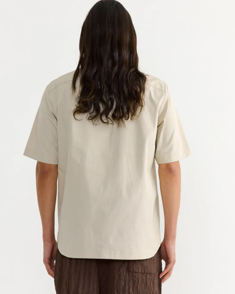 Zip Front Shirt in Beige