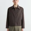 Zip Jacket Wool Gabardine in Brown Mélange