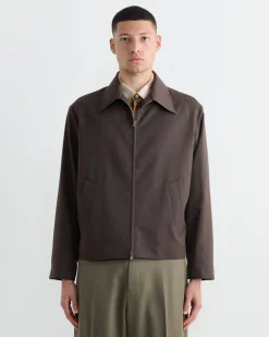 Zip Jacket Wool Gabardine in Brown Mélange