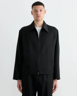 Zip Jacket Wool Gabardine in Black
