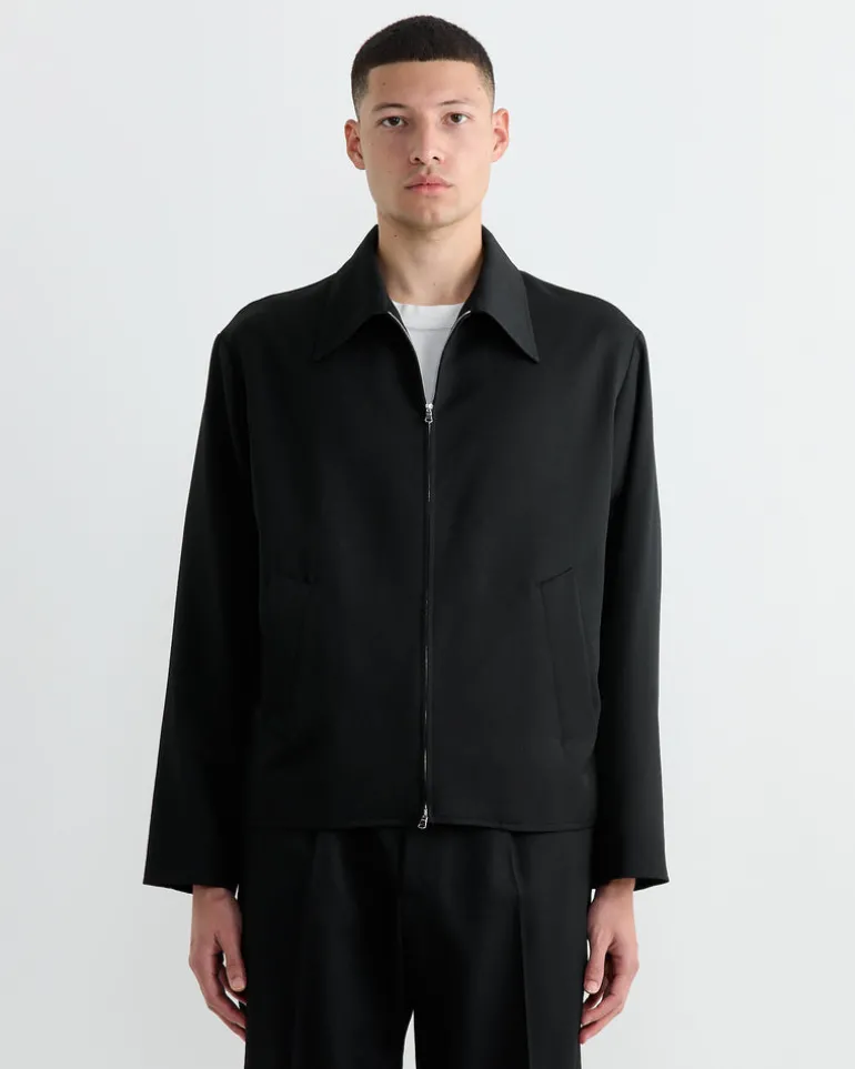 Zip Jacket Wool Gabardine in Black
