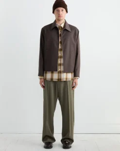 Zip Jacket Wool Gabardine in Brown Mélange