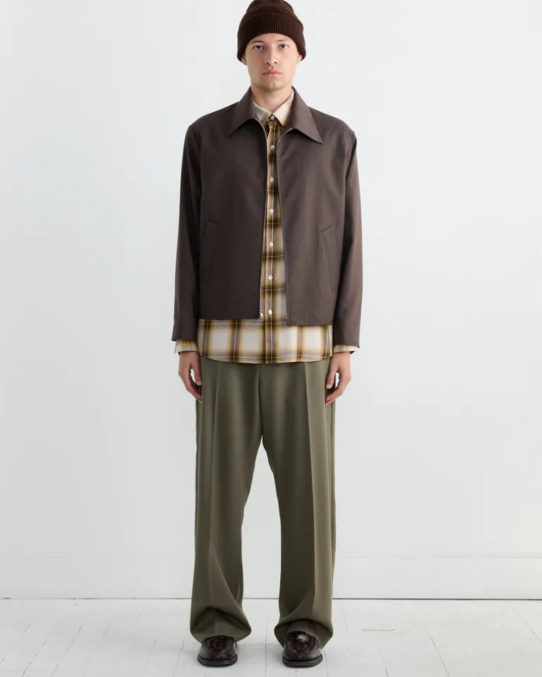 Zip Jacket Wool Gabardine in Brown Mélange