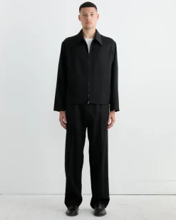 Zip Jacket Wool Gabardine in Black