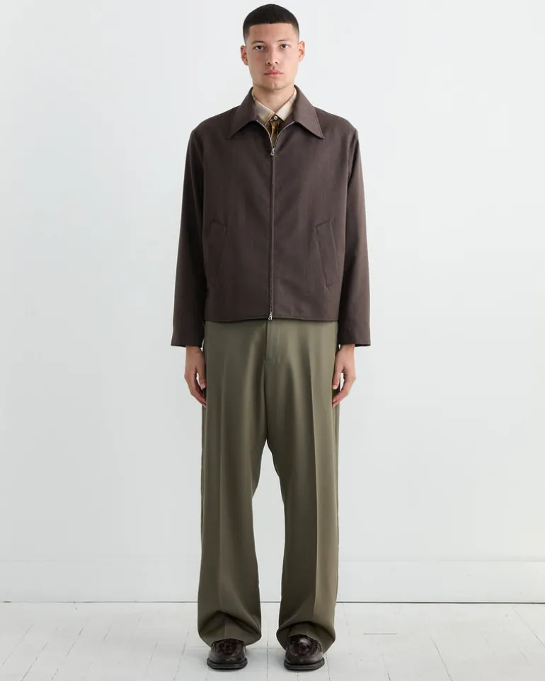 Zip Jacket Wool Gabardine in Brown Mélange