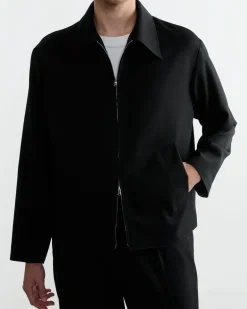 Zip Jacket Wool Gabardine in Black