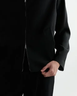 Zip Jacket Wool Gabardine in Black