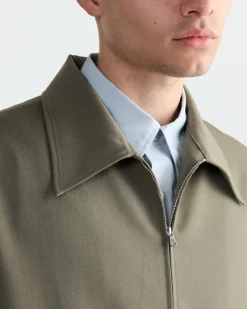 Zip Jacket Wool Gabardine in Sage