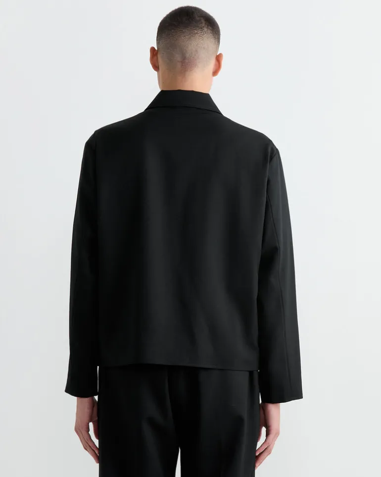 Zip Jacket Wool Gabardine in Black