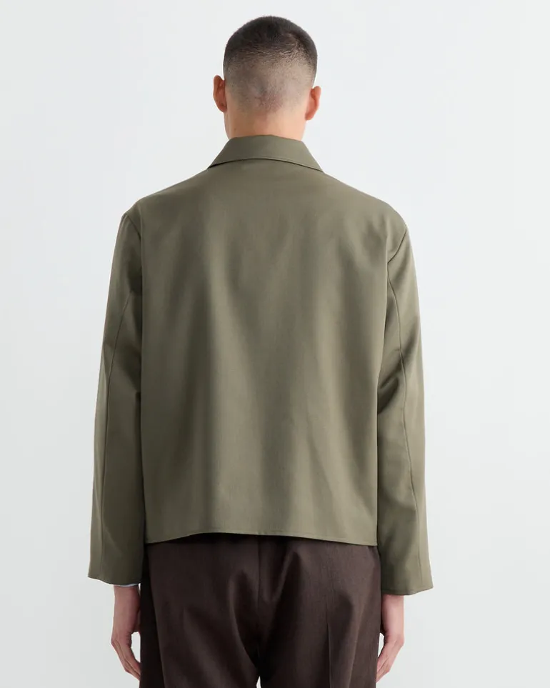 Zip Jacket Wool Gabardine in Sage