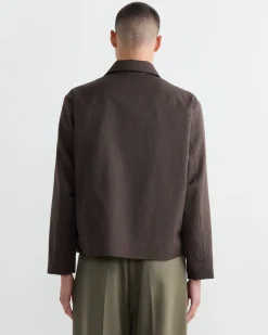 Zip Jacket Wool Gabardine in Brown Mélange