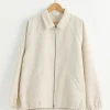 Zip Up Blouson in Ecru